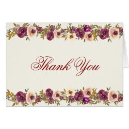 Elegante otoño acuarela Floral Gracias Notas