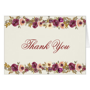 Elegante otoño acuarela Floral Gracias Notas