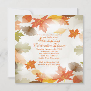 Elegante otoño deja invitaciones de Acción de Grac
