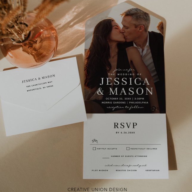 Elegante overlay Boda moderna Invitación Tri-Fold (Subido por el creador)
