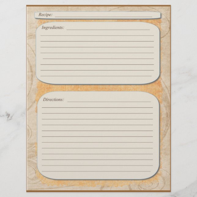 Elegante página de recetas de desvanecimiento de n (Anverso)