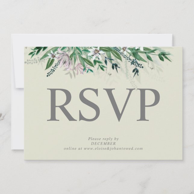 Elegante país floral borde rsv[ invitación (Anverso)