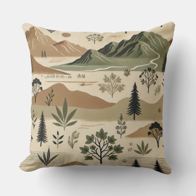 Elegante paisaje montañoso de almohada - tonos tie (Anverso)