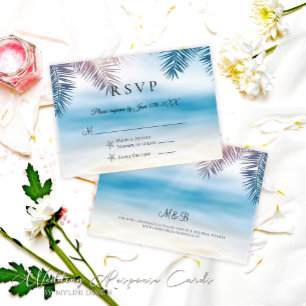 Elegante Palm Tree Tropical Beach Wedding Tarjeta 