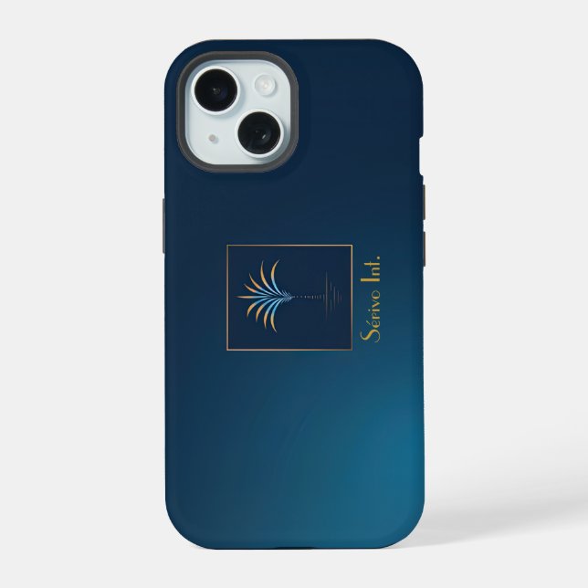 Elegante Palma de Medianoche Monogramada en Azul M (Reverso )