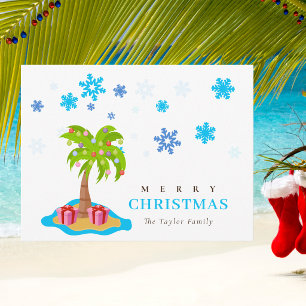 Elegante palma tropical de nieve Feliz Navidad