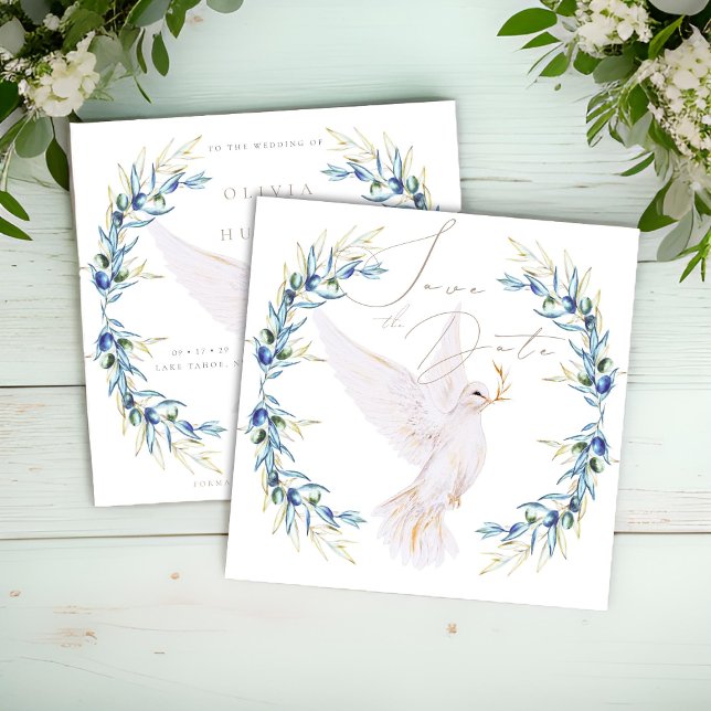 Elegante paloma y hojas de oliva boda para salvar  (Subido por el creador)