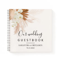 Elegante Pampas Grass Terracotta Boda Libro de Hué