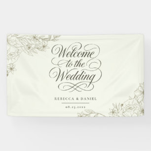 Elegante pancarta de bienvenida botánica para boda