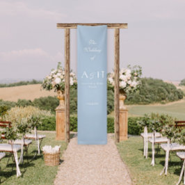 Elegante pancarta de bienvenida de boda azul