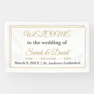 Elegante pancarta de bienvenida para boda con dobl