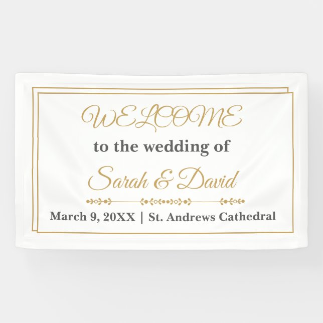 Elegante pancarta de bienvenida para boda con dobl (Horizontal)