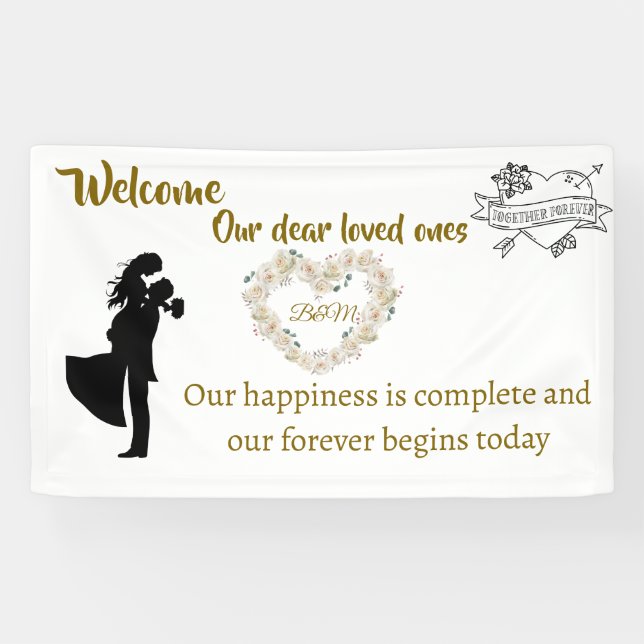 Elegante pancarta de bienvenida para boda – "Nuest (Horizontal)