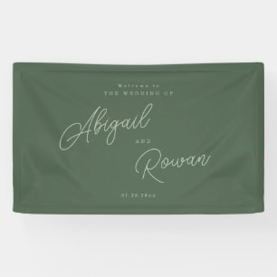 Elegante pancarta de bienvenida para boda verde bo