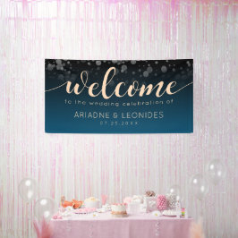 Elegante pancarta de Boda azul oceánico Peach