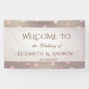 Elegante pancarta de boda con confeti de oro rosa