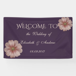 Elegante pancarta de boda con margarita romántica