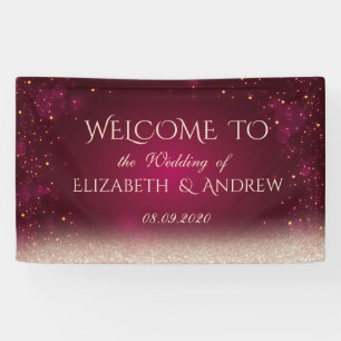 Elegante pancarta de boda con puntos rojos Bokeh