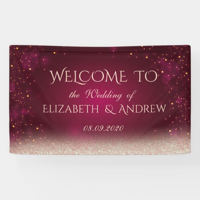 Elegante pancarta de boda con puntos rojos Bokeh (Horizontal)