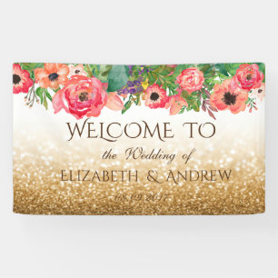 Elegante pancarta de boda floral brillante