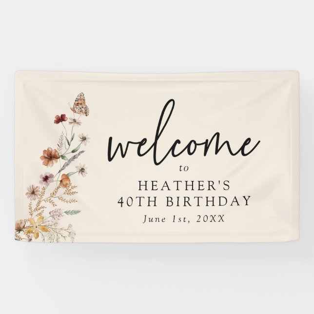 Elegante pancarta de cumpleaños (Horizontal)