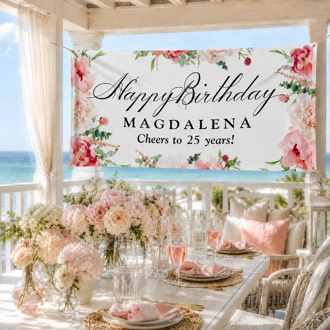 Elegante pancarta de cumpleaños 25º rosa peonía (Subido por el creador)