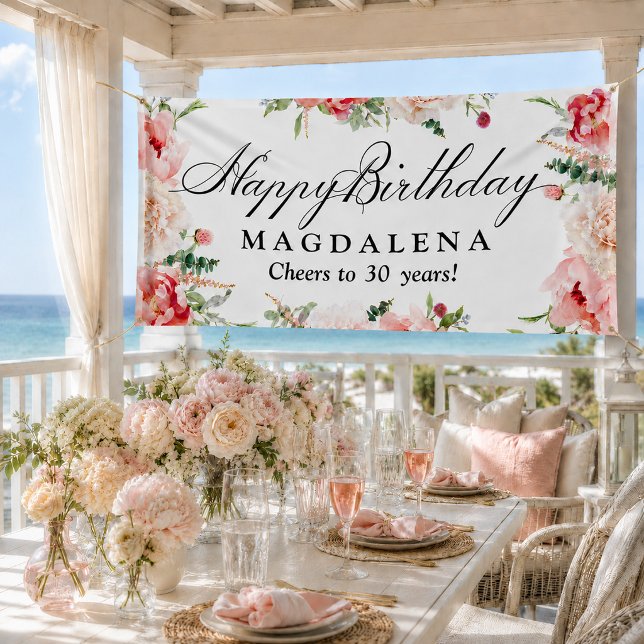 Elegante pancarta de cumpleaños 30º rosa peonía (Subido por el creador)