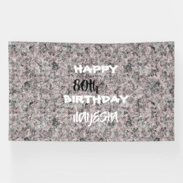 Elegante pancarta de cumpleaños floral roja, negra