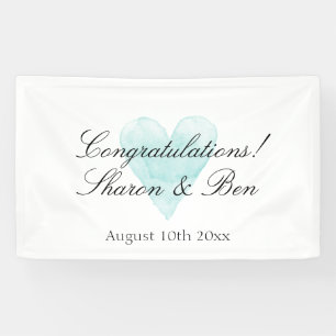 Elegante pancarta de felicitaciones boda con coraz