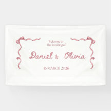 Elegante pancarta de invitación de boda – Cinta ro