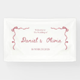 Elegante pancarta de invitación de boda – Cinta ro