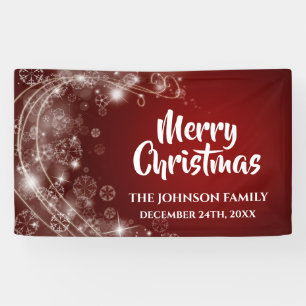 Elegante pancarta de Navidad con copo de nieve roj