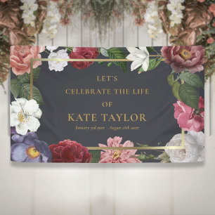 Elegante pancarta de servicio funerario floral de