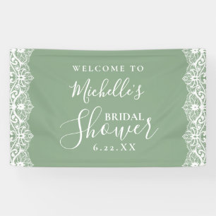 Elegante pancarta de shower nupcial de encaje verd