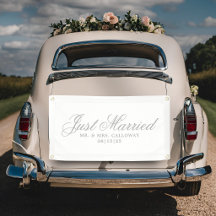 Elegante pancarta para coche de recién casados