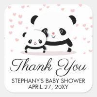 Elegante Panda Cute Baby Shower Gracias Pegatinas