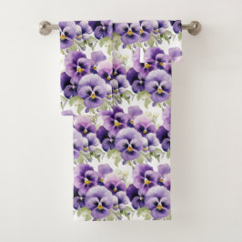 Elegante Pansies Púrpura Pansies Toalla Floral Set