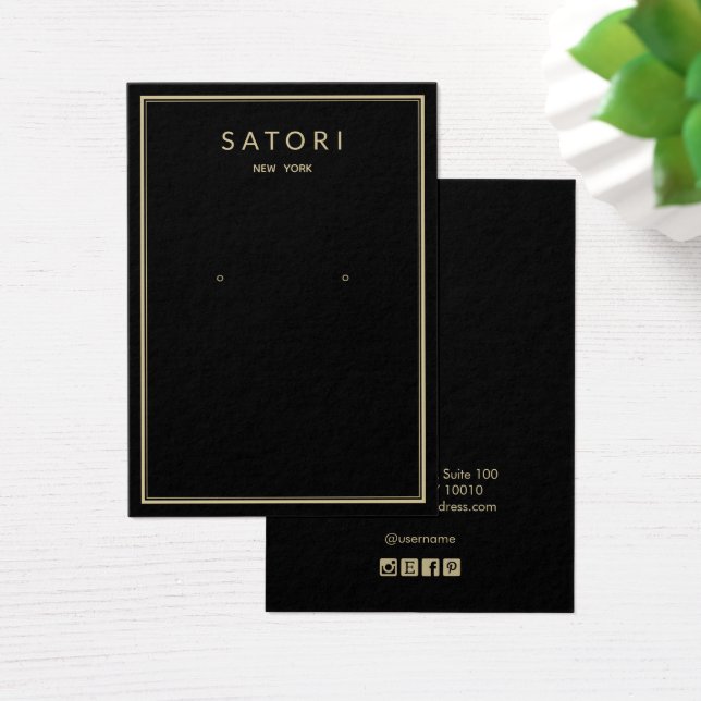 Elegante pantalla de joyería de borde dorado negro (Escritorio)