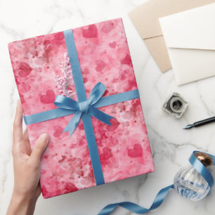 Elegante Papel Acondicionado De Corazón Rosa Y Roj