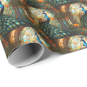 Elegante Papel de ajuste de regalo de pavo real
