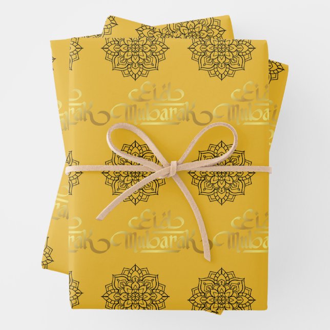 Elegante Papel de ajuste Eid_Mandala_Gold_Black (In situ)