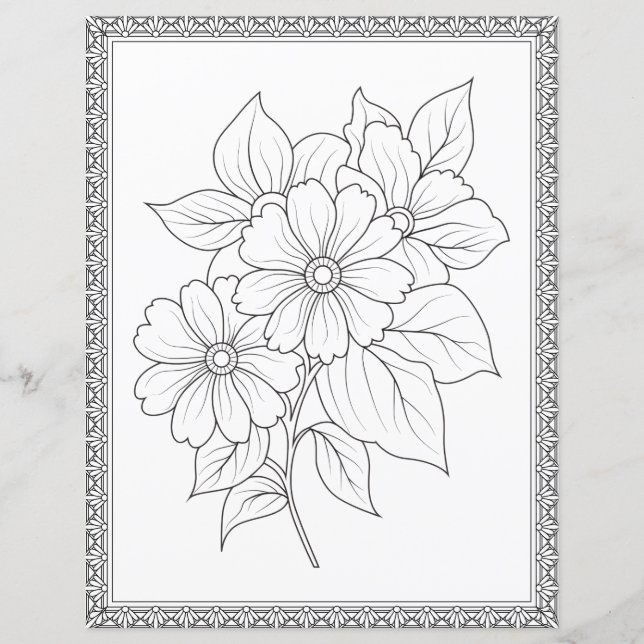 Elegante Papel de cuaderno de páginas de color flo (Anverso)