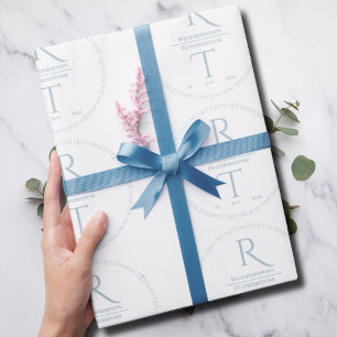 Elegante papel de envolver Boda de monograma gris