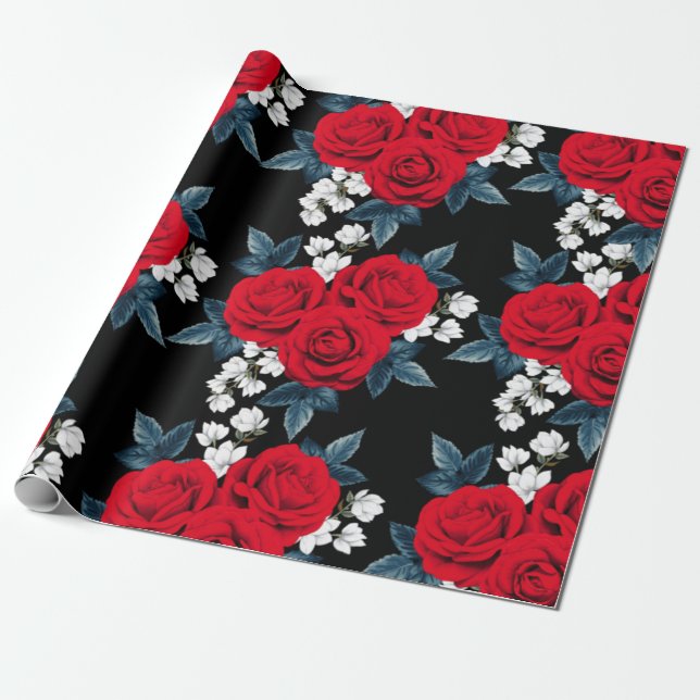 Elegante papel de envolver rosa rojo (Desenrollado)