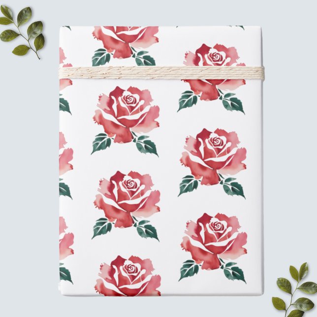 Elegante papel de envolver rosa rojo (Elegant Red Rose Wrapping Paper for Women)