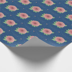 Elegante papel de envolver rosa y azul floral