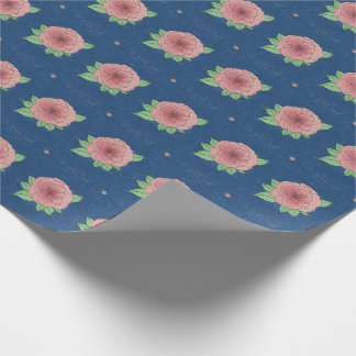 Elegante papel de envolver rosa y azul floral