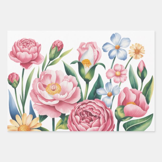 Elegante papel de envolvimiento de jardín floral (Anverso)