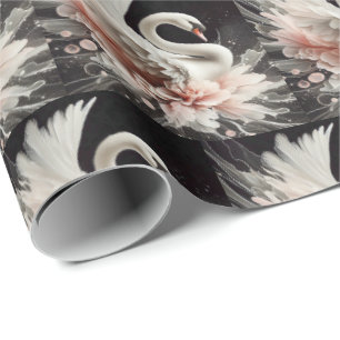 Elegante papel de envolvimiento de regalo de cisne