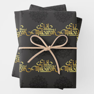 Elegante Papel de envolvimiento Eid Mandala Negro 